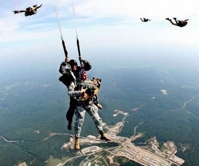 belgian malinois tandem parachute jump