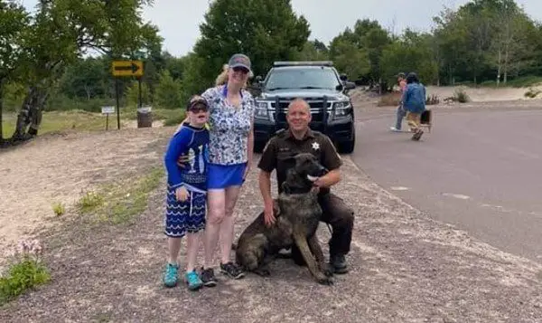 K9 Dogo with Sgt. Pelli, Elsa Green and Son